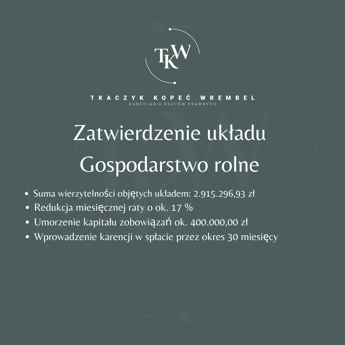 zatwierdzenie układu - gospodarstwo rolne